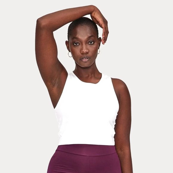 girlfriend collective Tops - Girlfriend Collective White ReSet Super Crop Tank Top Size Medium